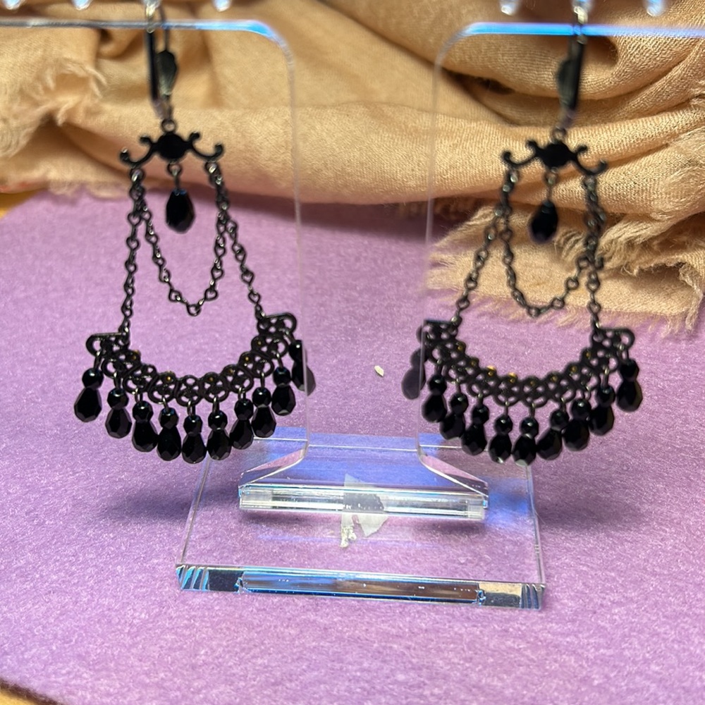 Black costume chandelier earrings
